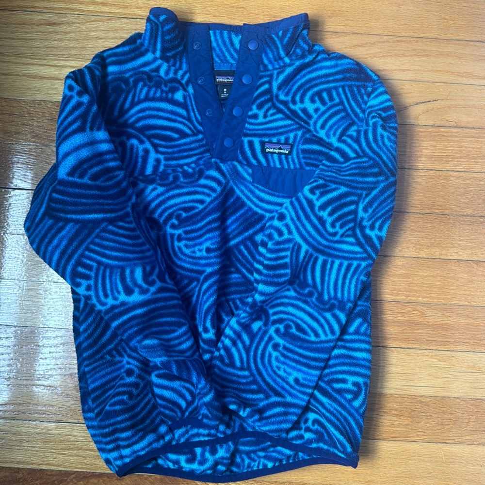 Boys Patagonia Snap Fleece Size M (10) blue wave